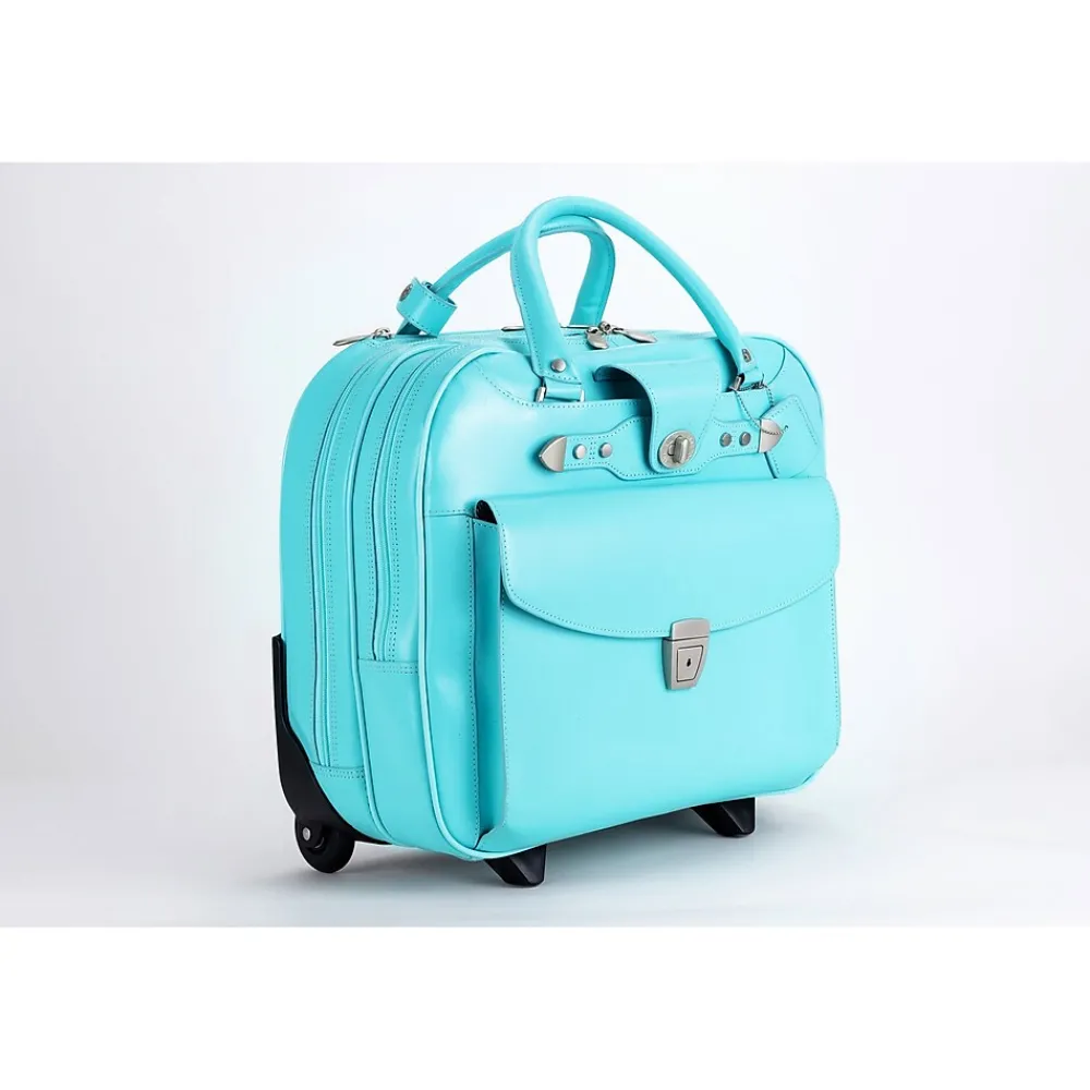 Laptop Bags|McKlein DENALI 15" Leather Laptop Bag, Aqua Blue (99708)