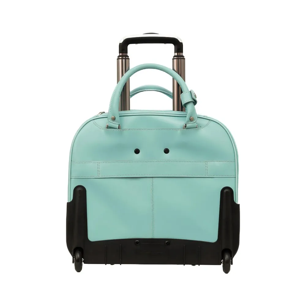 Laptop Bags|McKlein USA REDWOOD 15" Leather Rolling Laptop Bag, Aqua Blue (99698)