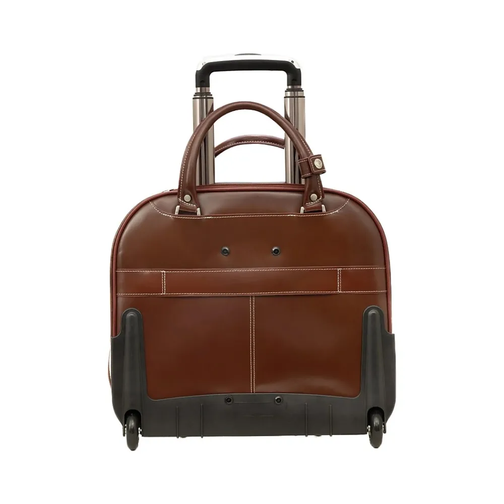 Laptop Bags|McKlein USA REDWOOD 15" Leather Rolling Laptop Bag, Red (99696)