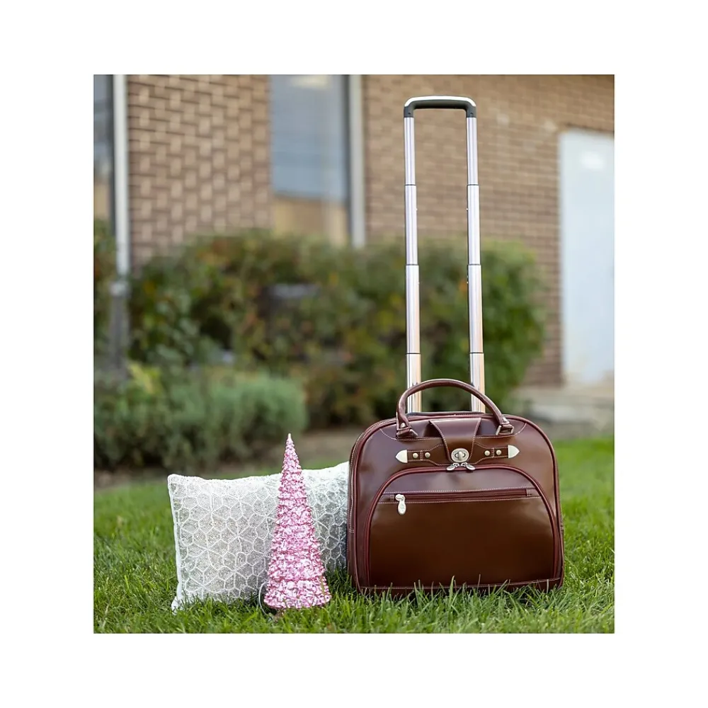 Laptop Bags|McKlein USA REDWOOD 15" Leather Rolling Laptop Bag, Red (99696)