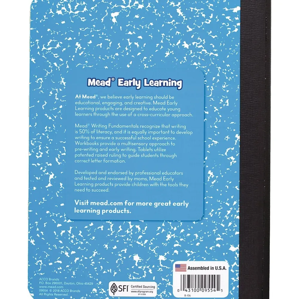 Composition Notebooks|Mead Grades K-2 Primary Ruled Journal 1-Subject Composition Notebook, 7.5" x 9.75", Wide Ruled, 100 Sheets, Blue (1040315)