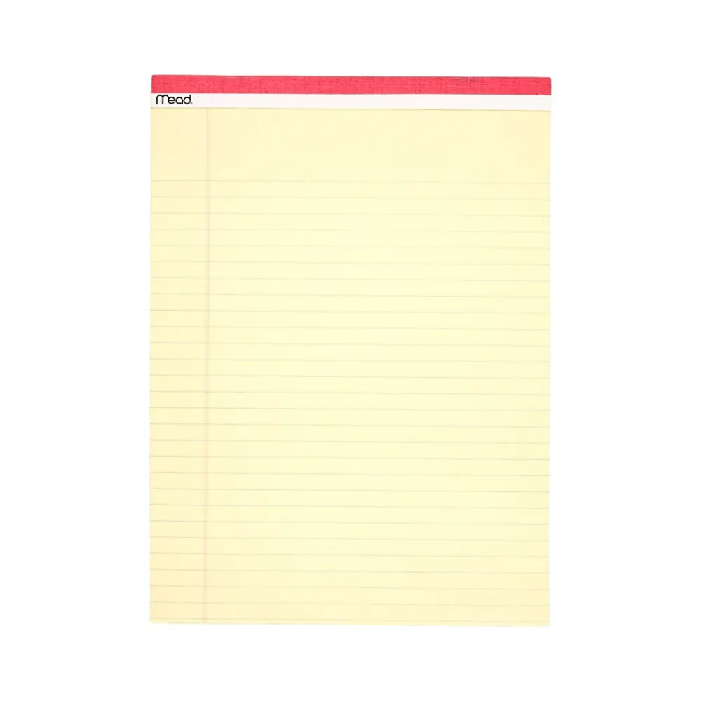 Notepads|Mead Notepad, 8.5" x 11", Wide-Ruled, Canary, 50 Sheets/Pad, 3 Pads/Pack (59386)