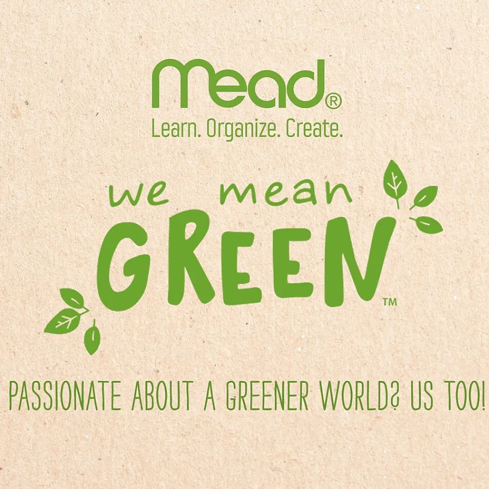 Pocket Folders|Mead We Mean Green 3-Hole Punched 2-Pocket Paper Folders, Assorted Colors (330000F)