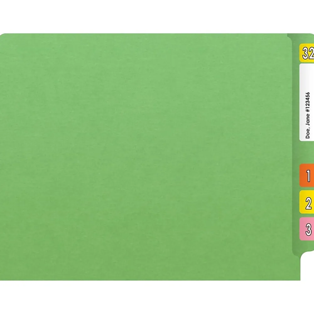 File Folders|Medical Arts Press Heavy-Duty End Tab File Folder, Straight Cut, Letter-Size, Green, 40/Box (S-09458-GRN)