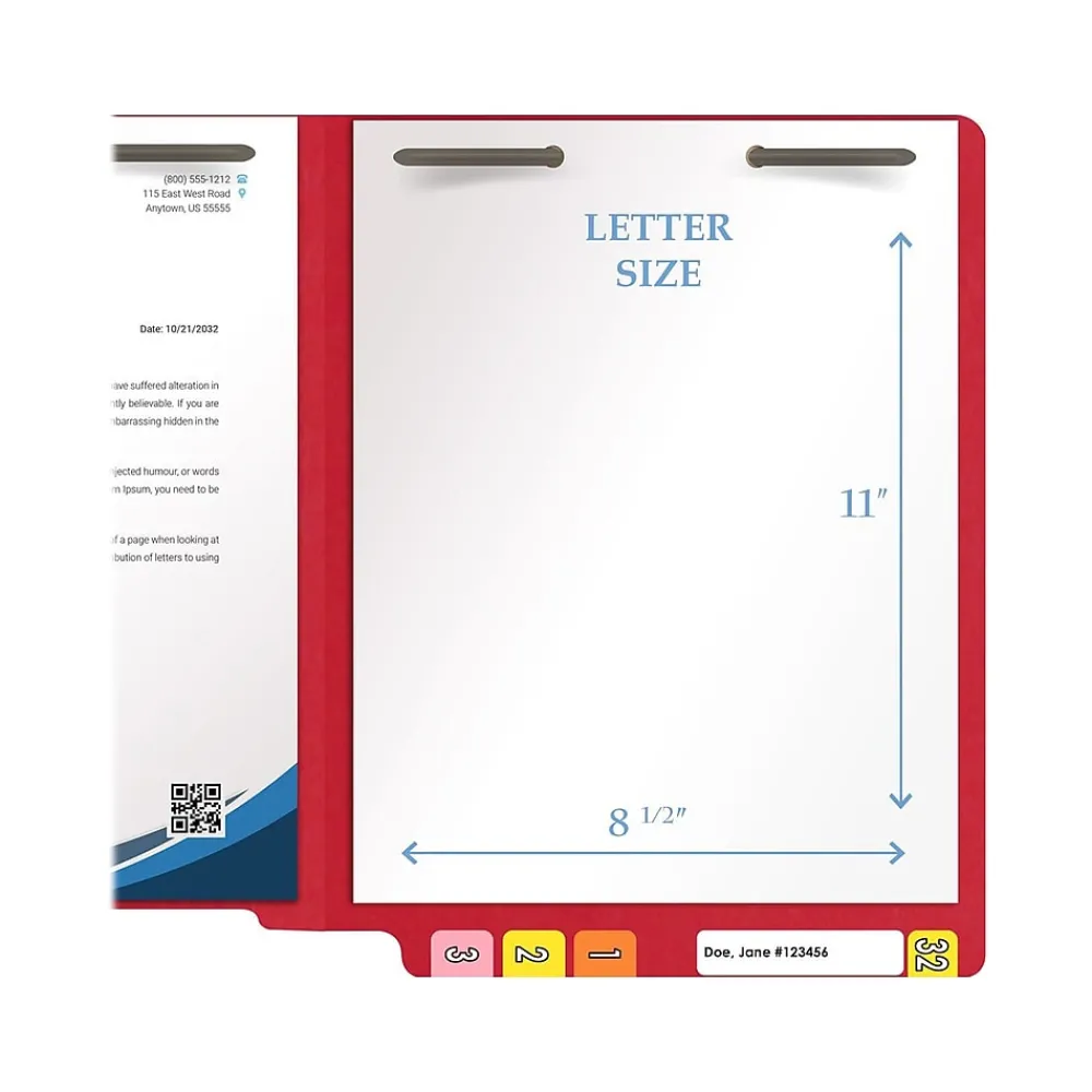 File Folders|Medical Arts Press Heavy-Duty End Tab File Folder, Straight Cut, Letter-Size, Red, 40/Box (S-09459-RED)