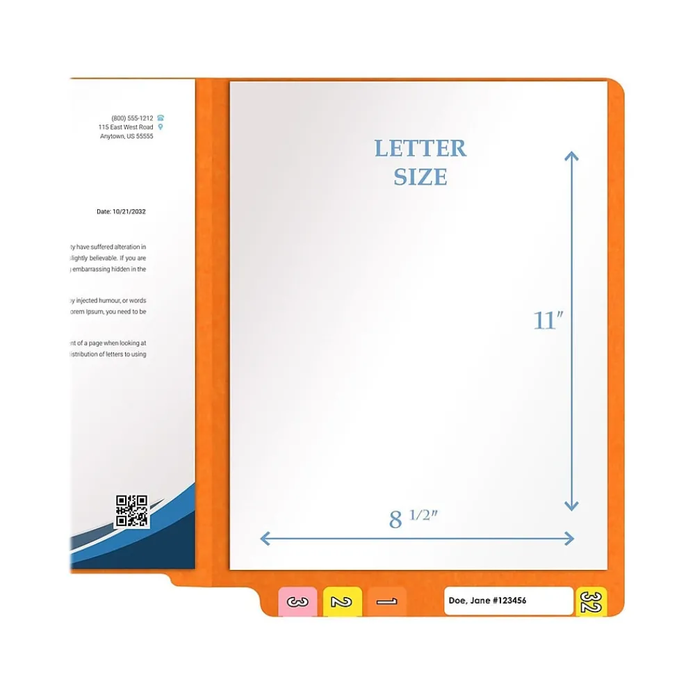 File Folders|Medical Arts Press Heavy-Duty End Tab File Folder, Straight Cut, Letter-Size, Orange, 40/Box (S-09458-ORG)