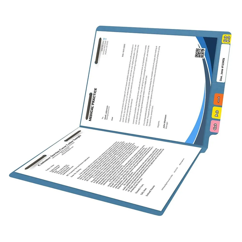 File Folders|Medical Arts Press Reinforced End Tab File Folder, Straight Cut, Letter-Size, Blue, 50/Box (S-01602-BLU)
