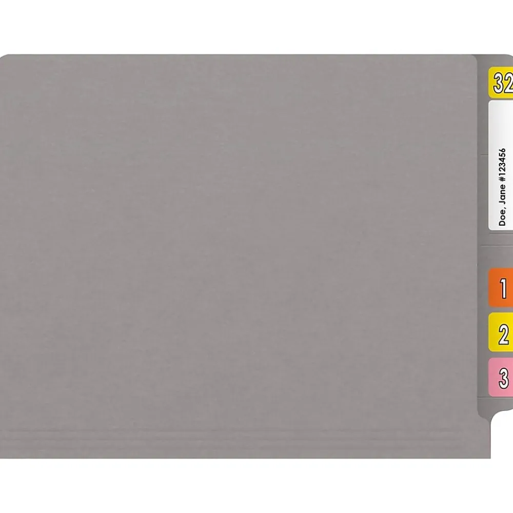 File Folders|Medical Arts Press Reinforced End Tab File Folder, Straight Cut, Letter-Size, Gray, 50/Box (S-01501-GRY)