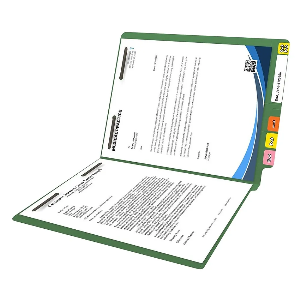 File Folders|Medical Arts Press Reinforced End Tab File Folder, Straight Cut, Letter-Size, Green, 250/Carton (S-01502-GRN-B)