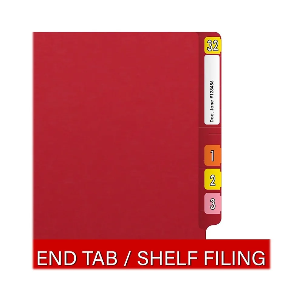 File Folders|Medical Arts Press Reinforced End Tab File Folder, Straight Cut, Letter-Size, Red, 50/Box (S-01601-RED)