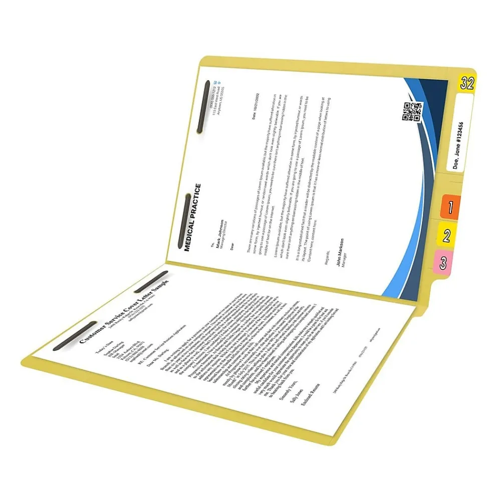 File Folders|Medical Arts Press Reinforced End Tab File Folder, Straight Cut, Letter-Size, Yellow, 250/Carton (S-01602-YLW-B)