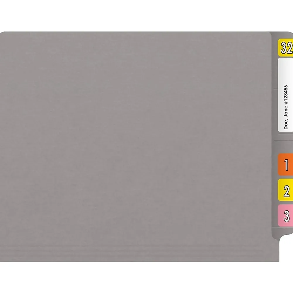 File Folders|Medical Arts Press Reinforced End Tab File Folder, Straight Cut, Letter-Size, Gray, 50/Box (S-01602-GRY)