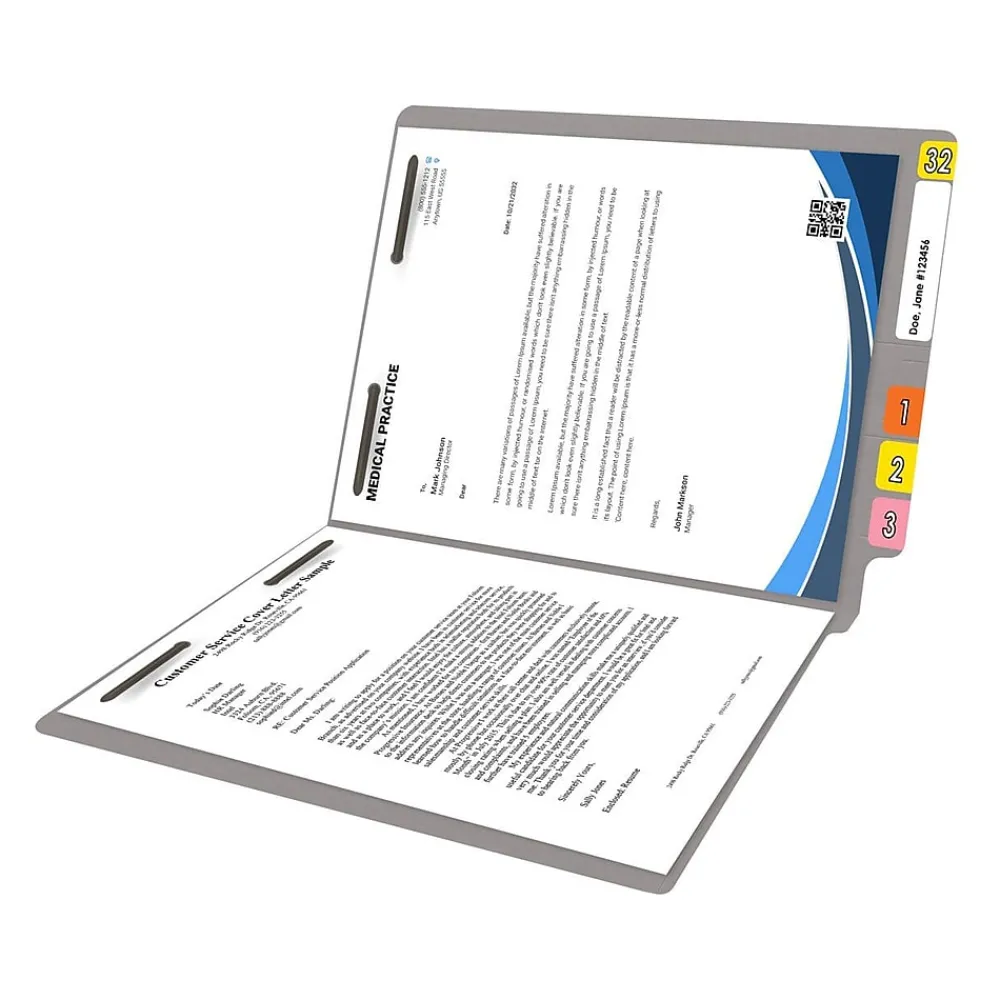 File Folders|Medical Arts Press Reinforced End Tab File Folder, Straight Cut, Letter-Size, Gray, 50/Box (S-01502-GRY)