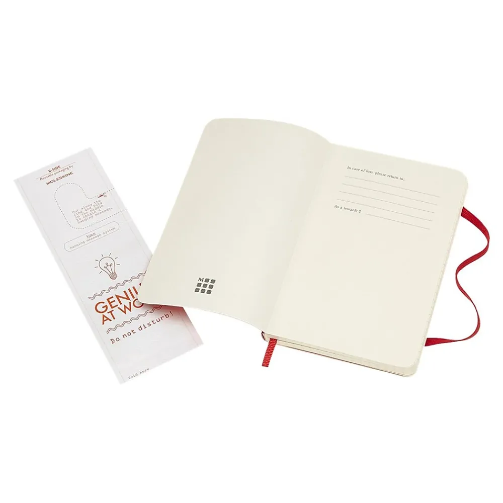 Notebooks|Moleskine Classic Notebook, Large, 5" x 8.25", College Ruled, 96 Sheets, Scarlet (930048) Red