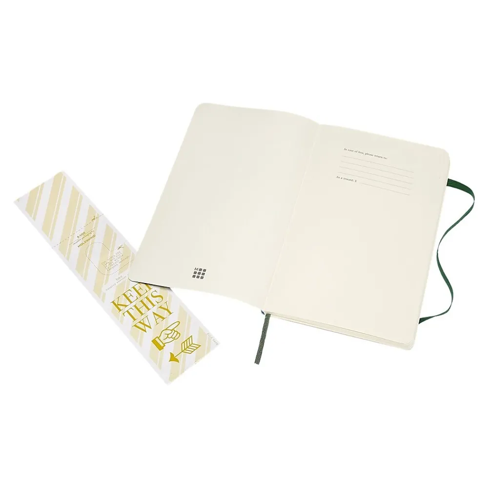 Notebooks|Moleskine Classic Pocket Notebook, 5" x 8.25", Wide Ruled, 120 Sheets, Green (629063)