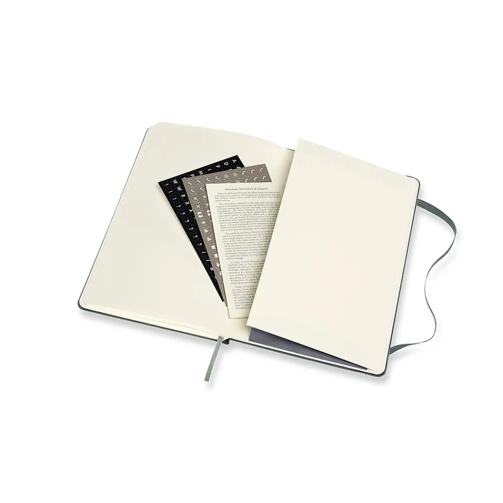 Notebooks|Moleskine Pro Large Professional Notebooks, 5" x 8.25", Narrow Ruled, Green (620763)
