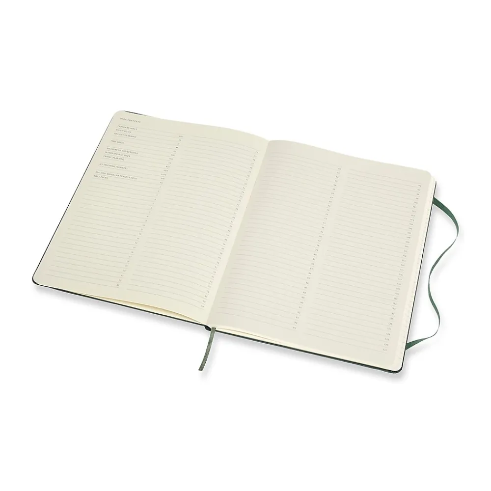 Subject Notebooks|Moleskine Pro XL 1-Subject Professional Notebook, 7.5" x 9.75", Narrow Ruled, 192 Sheets, Green (620817)