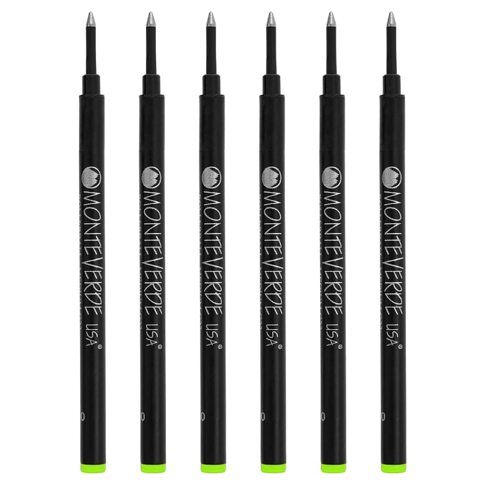 Pens|Monteverde ® Medium Rollerball Refill For Most Rollerball Pens, 6/Pack, Lime Green