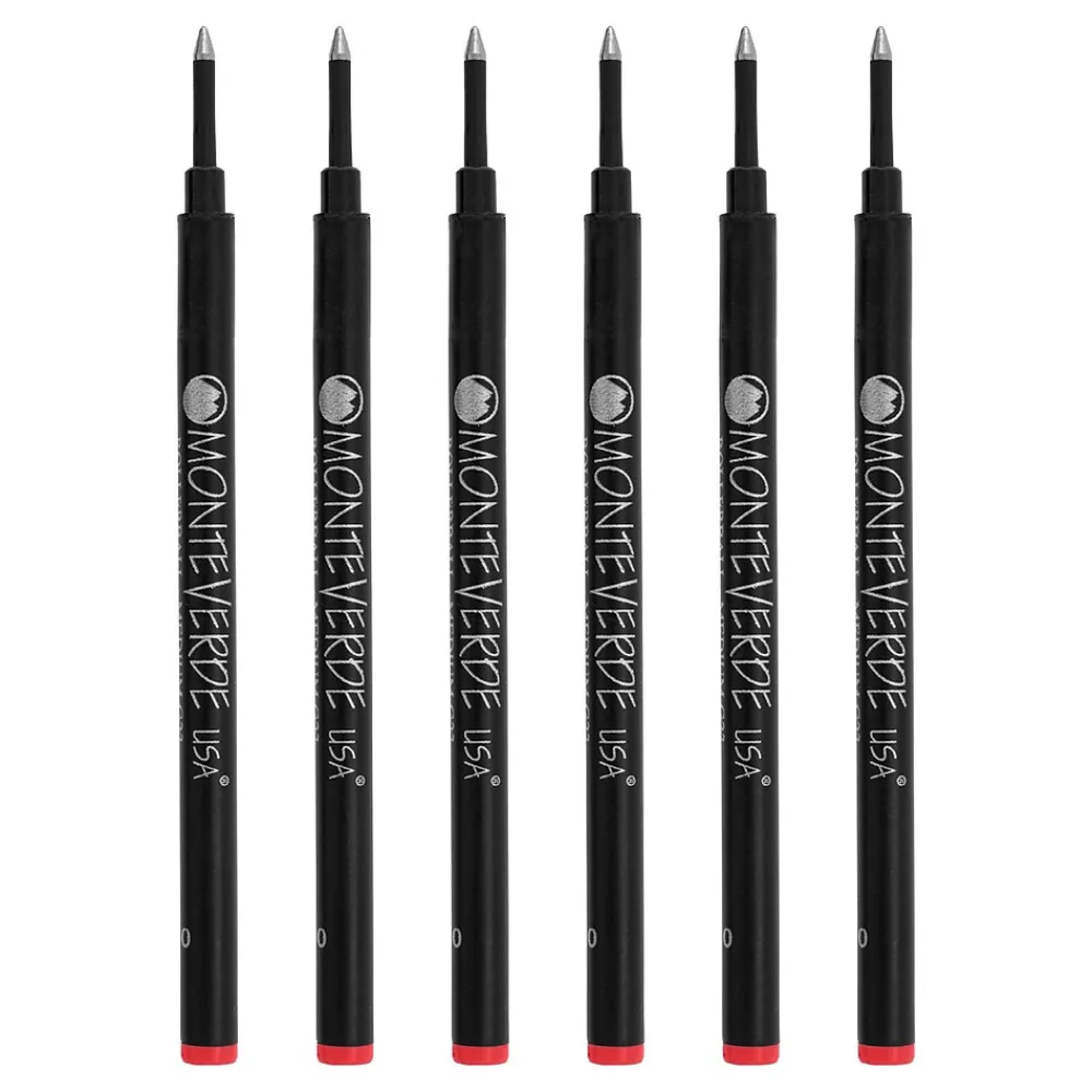 Pens|Monteverde ® Medium Rollerball Refill For Most Rollerball Pens, 6/Pack, Red