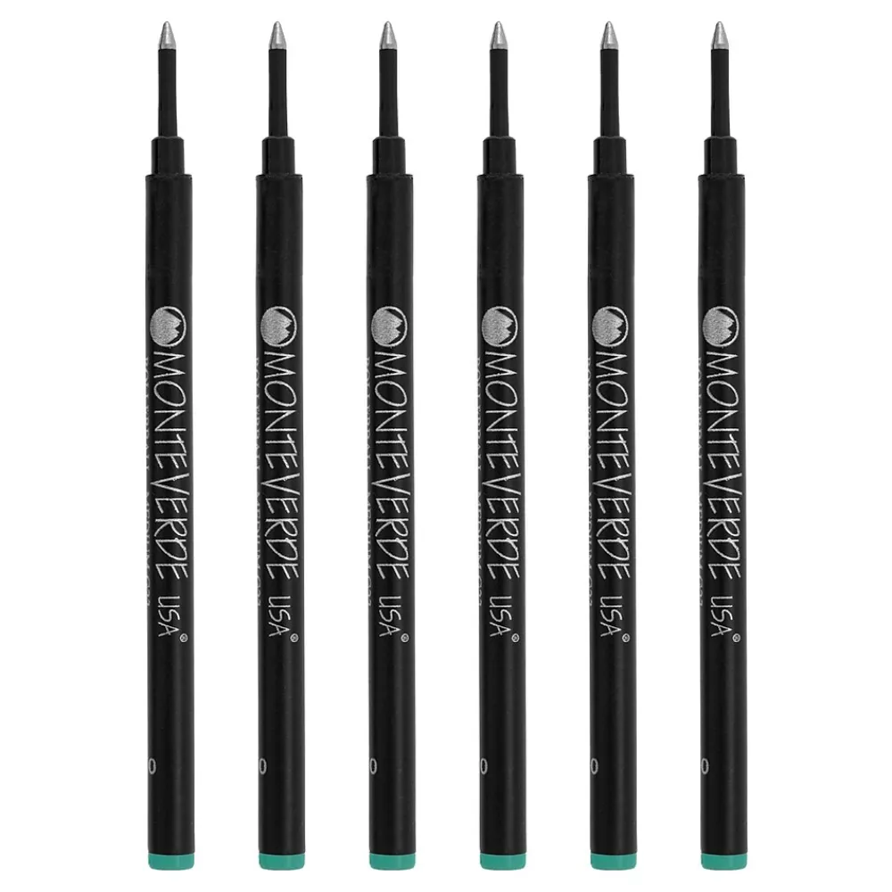 Pens|Monteverde ® Medium Rollerball Refill For Most Rollerball Pens, 6/Pack, Turquoise