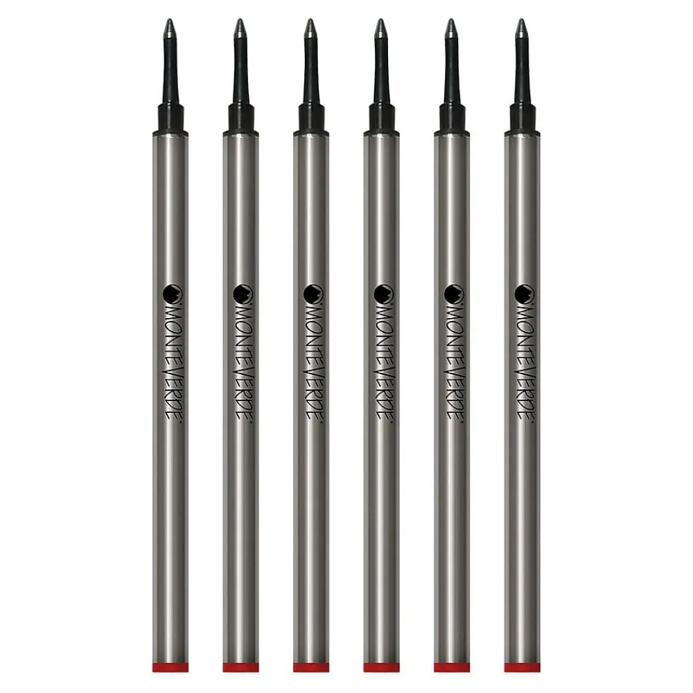 Pens|Monteverde ® Rollerball Refill For Waterman Rollerball Pens, Medium Point, Red Ink, 6/Pack (W233RD)
