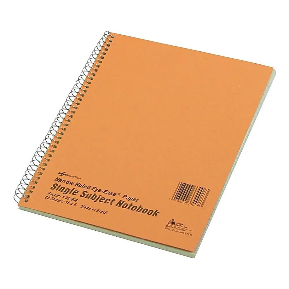 Subject Notebooks|National Brand Brown Board Cover 1-Subject Notebooks, 8" x 10", Narrow Ruled, 80 Sheets, Brown (RED33008)