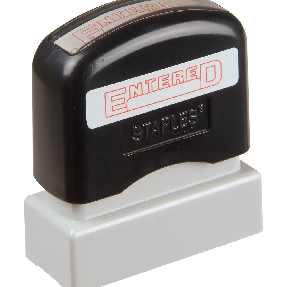 Stamps & Stamp Pads|Offistamp ® Pre-Inked Stamp, "Entered", Red Ink