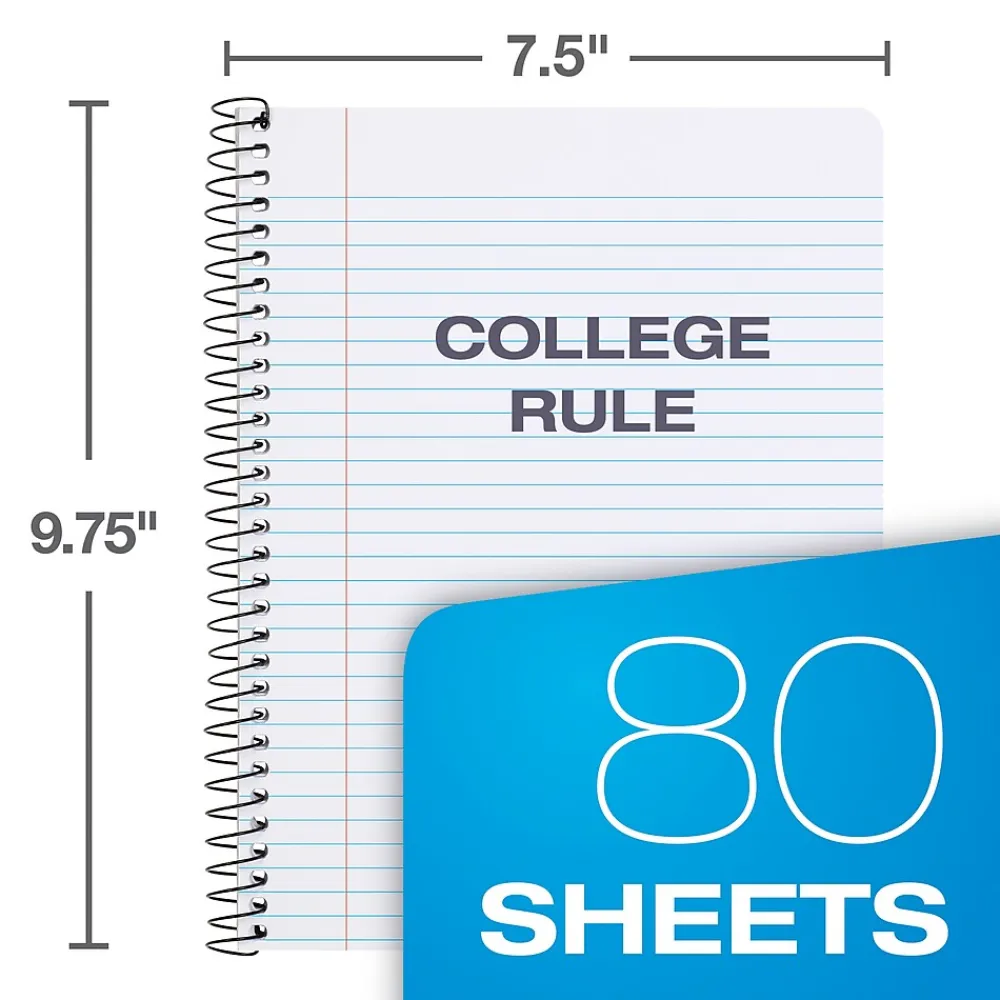 Composition Notebooks|Oxford Composition Notebooks, 7.5" x 9.75", College Ruled, 80 Sheets, Assorted Colors, 4/Pack (64947)