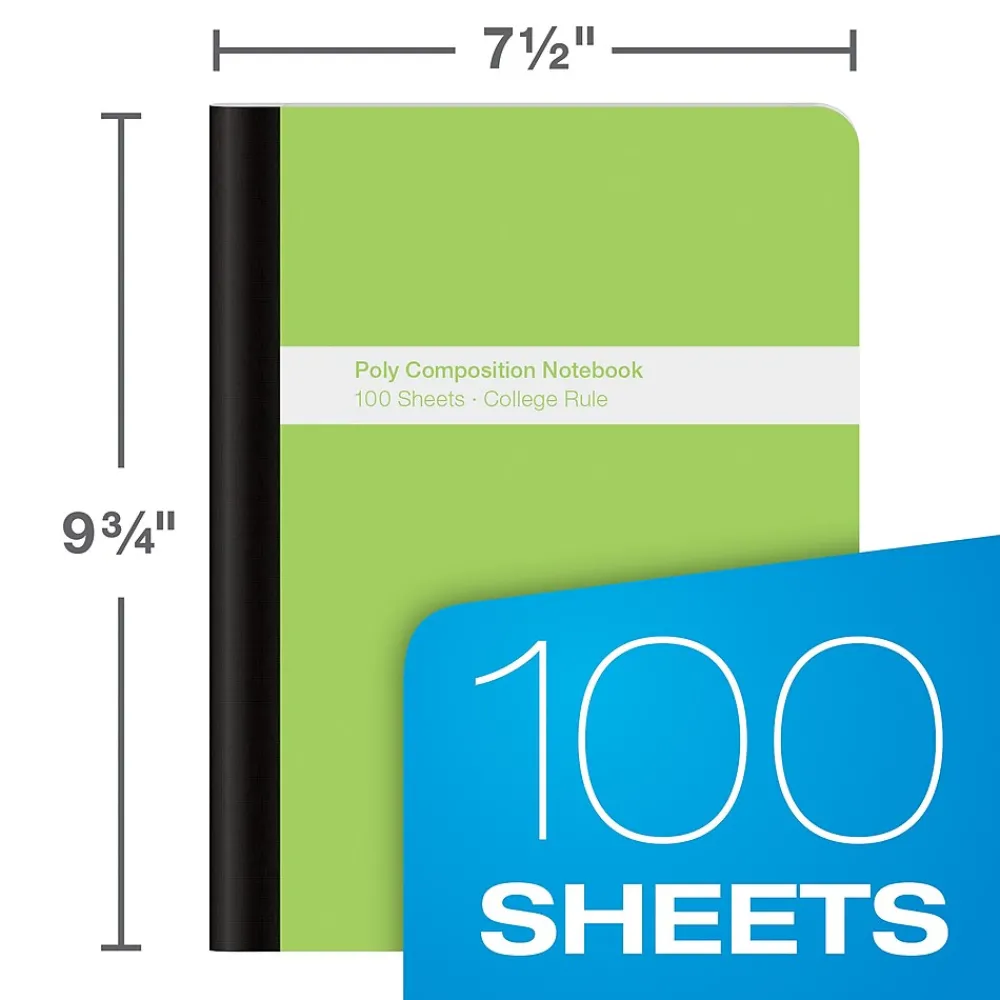 Composition Notebooks|Oxford Composition Notebooks, 7.5" x 9.75", College Ruled, 100 Sheets, Assorted Colors, 6/Pack (64957)