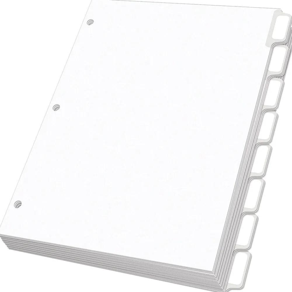 Dividers|Oxford Custom Label Dividers, Self-Stick Tab Labels, 8-Tab, Letter, White, 25 Sets