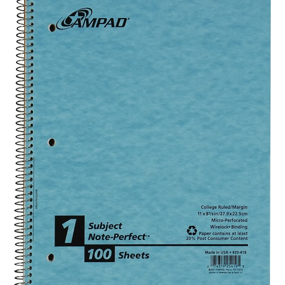 Subject Notebooks|Oxford Earthwise 1-Subject Notebooks, 9" x 11", College Ruled, 100 Sheets, Each (25-419R)