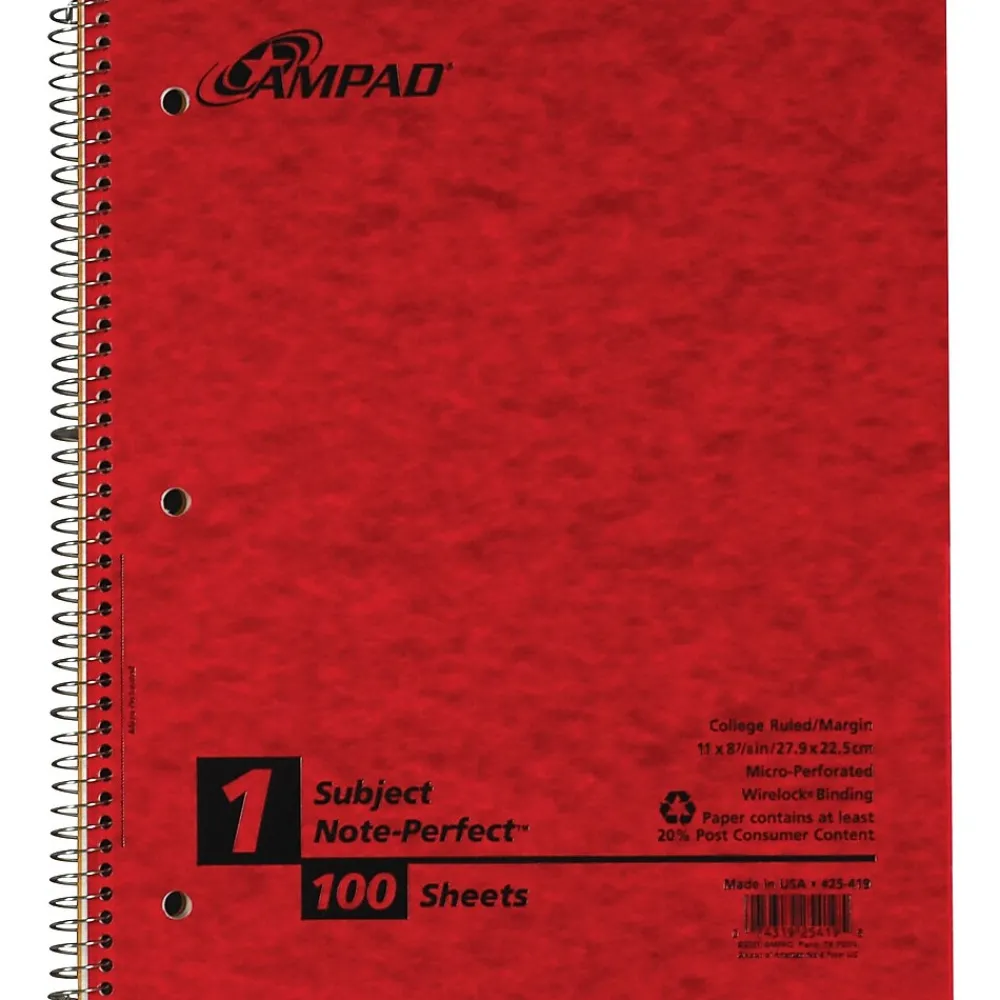 Subject Notebooks|Oxford Earthwise 1-Subject Notebooks, 9" x 11", College Ruled, 100 Sheets, Each (25-419R)