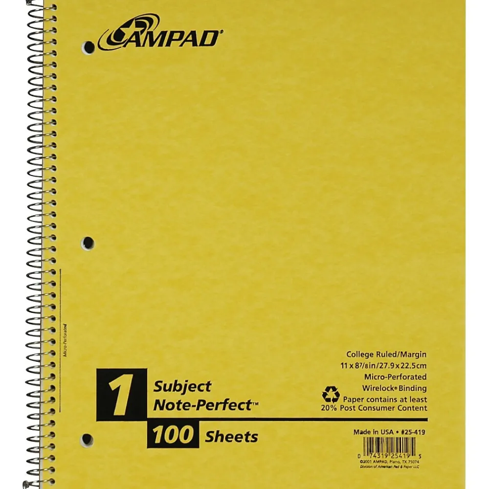 Subject Notebooks|Oxford Earthwise 1-Subject Notebooks, 9" x 11", College Ruled, 100 Sheets, Each (25-419R)