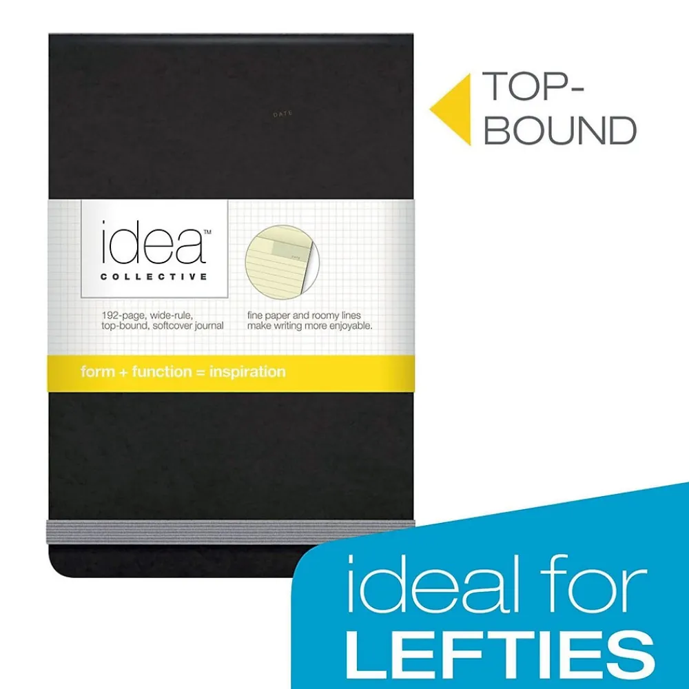 Journals|Oxford Idea Collective Pocket Journal, 3.5" x 5.5", Wide Ruled, Black, (56885)