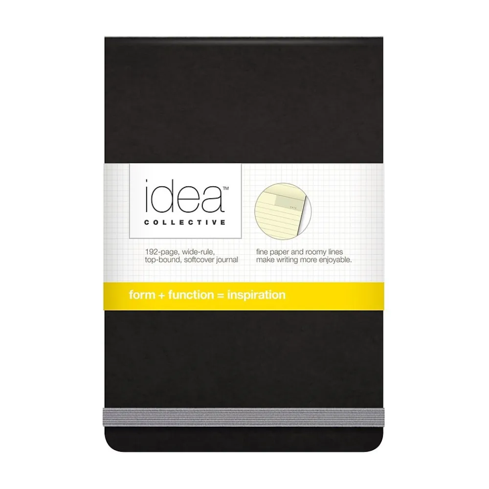 Journals|Oxford Idea Collective Pocket Journal, 3.5" x 5.5", Wide Ruled, Black, (56885)