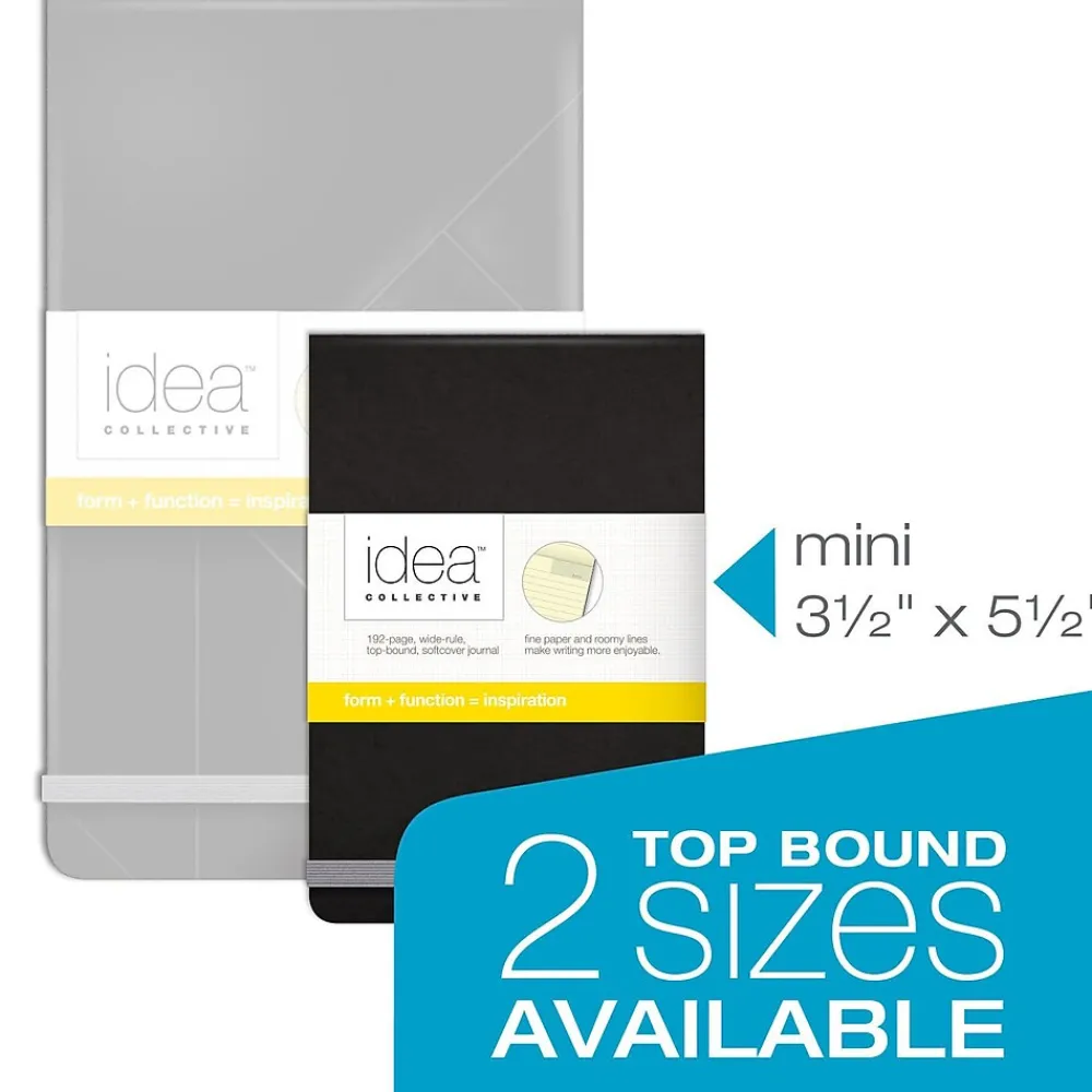 Journals|Oxford Idea Collective Pocket Journal, 3.5" x 5.5", Wide Ruled, Black, (56885)