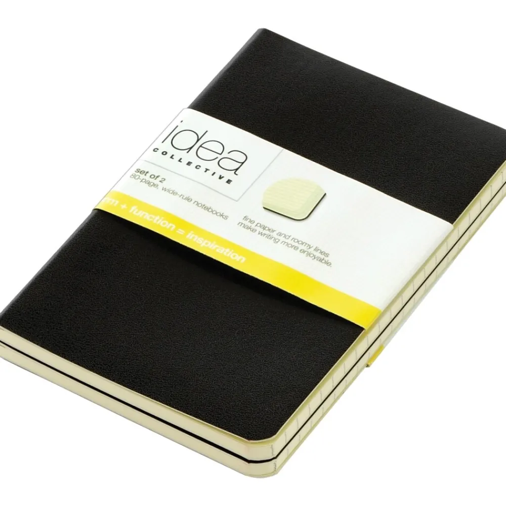 Journals|Oxford Idea Collective Pocket Journal, 3.5" x 5.5", Wide Ruled, Black, 2/Pack (56877)