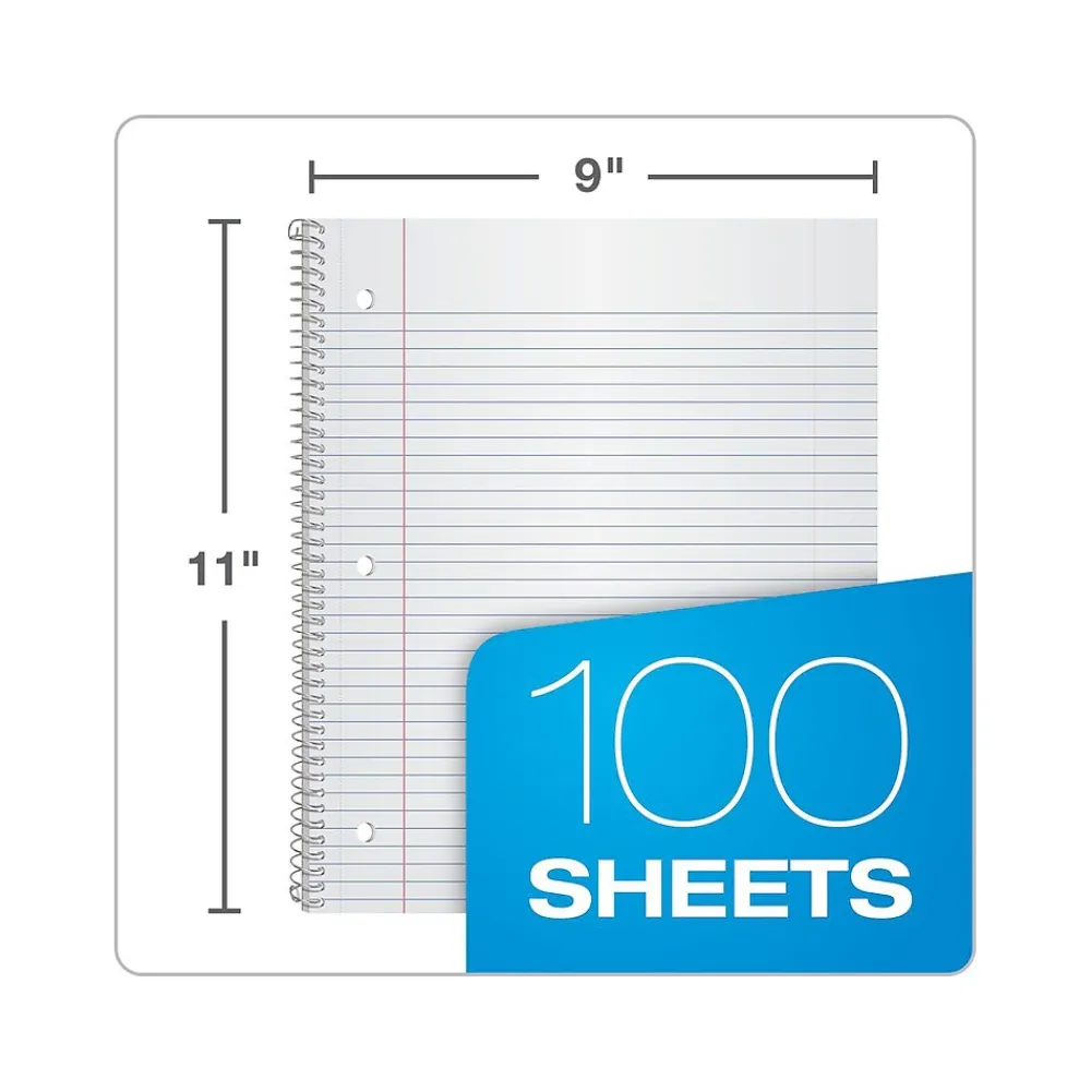 Subject Notebooks|Oxford 1-Subject Notebooks, 8.5" x 11", College Ruled, 100 Sheets, Assorted Colors (10590)