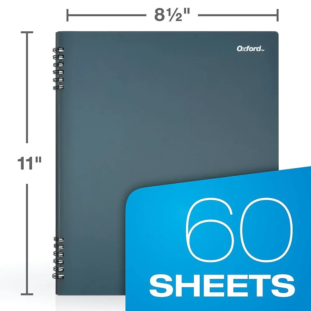 Subject Notebooks|Oxford 1-Subject Notebooks, 8.5" x 11", College Ruled, 60 Sheets, Blue (161647)