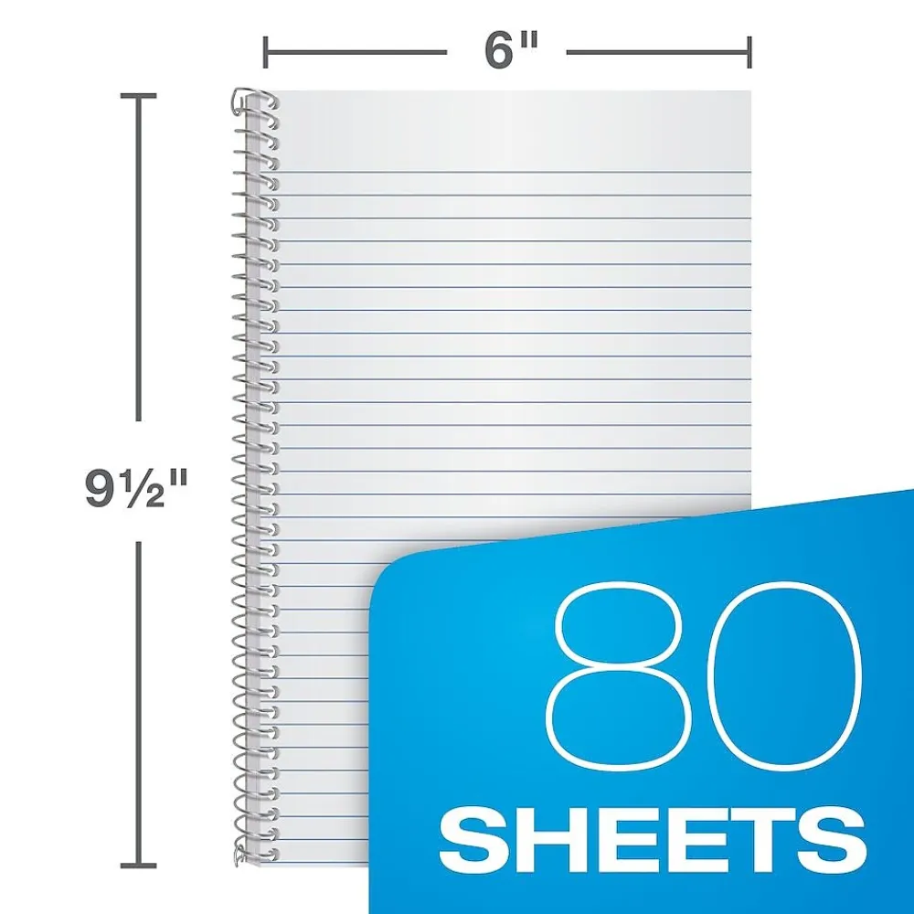 Subject Notebooks|Oxford 1-Subject Notebooks, 6" x 9.5", College Ruled, 80 Sheets, Blue (65121)