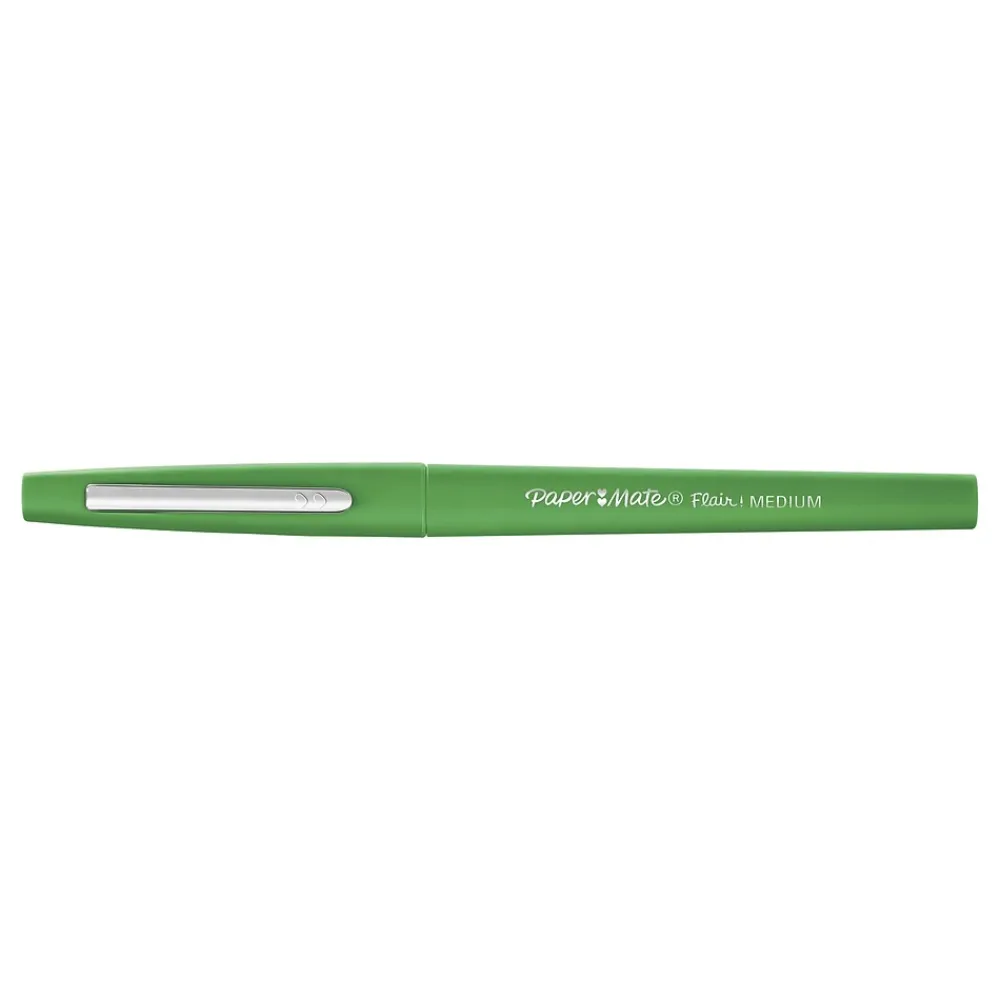 Pens|Paper Mate Flair Felt Pen, Medium Point, Green Ink, Dozen (8440152)