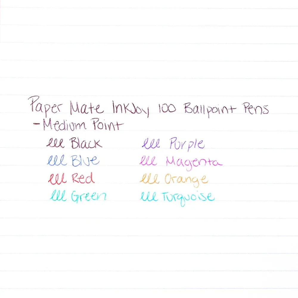 Pens|Paper Mate InkJoy 100 Retractable Ballpoint Pen, Medium Point, Red Ink, 12/Pack (1951252)