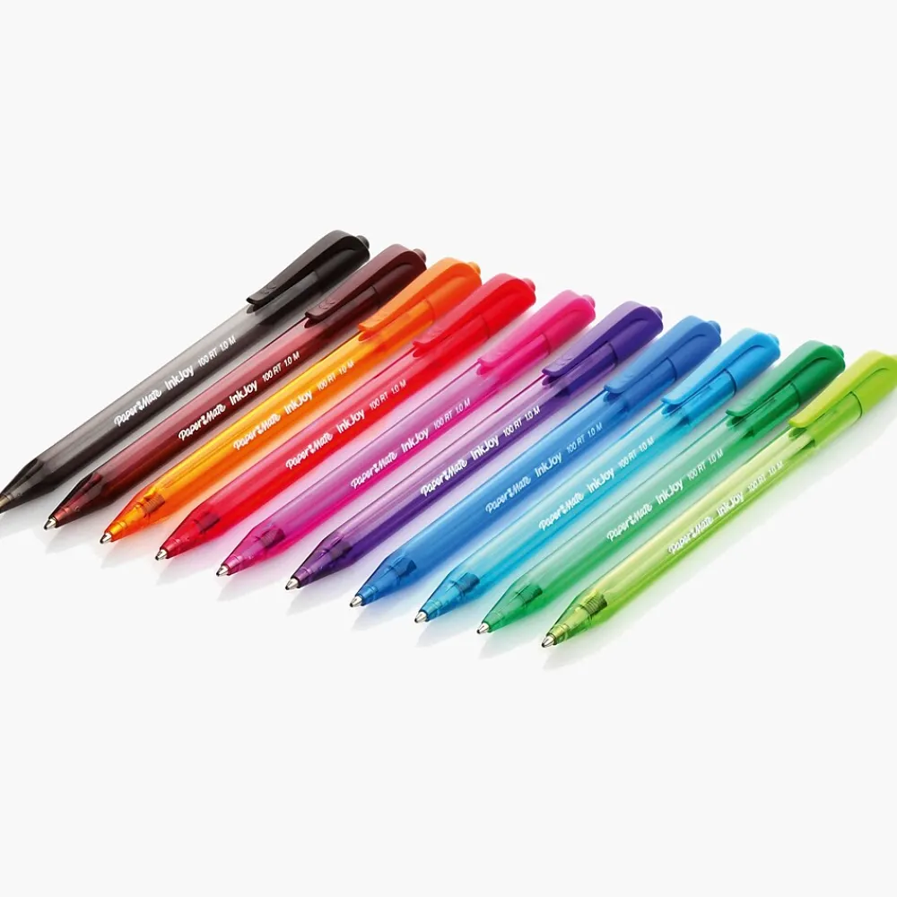 Pens|Paper Mate InkJoy 100 RT Retractable Ballpoint Pen, Medium Point, Black Ink, 20/Pack (1951395)