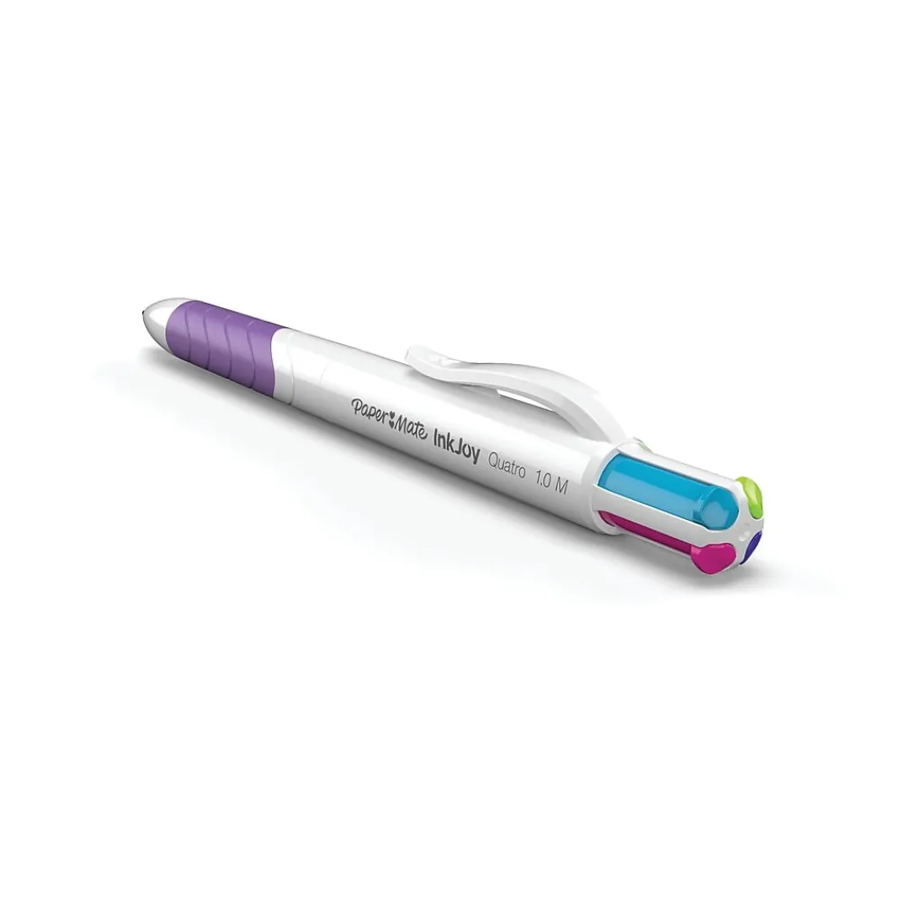 Pens|Paper Mate InkJoy Quatro Retractable Ballpoint Pen, Medium Point, Assorted Ink, 3/Pack (1832419)