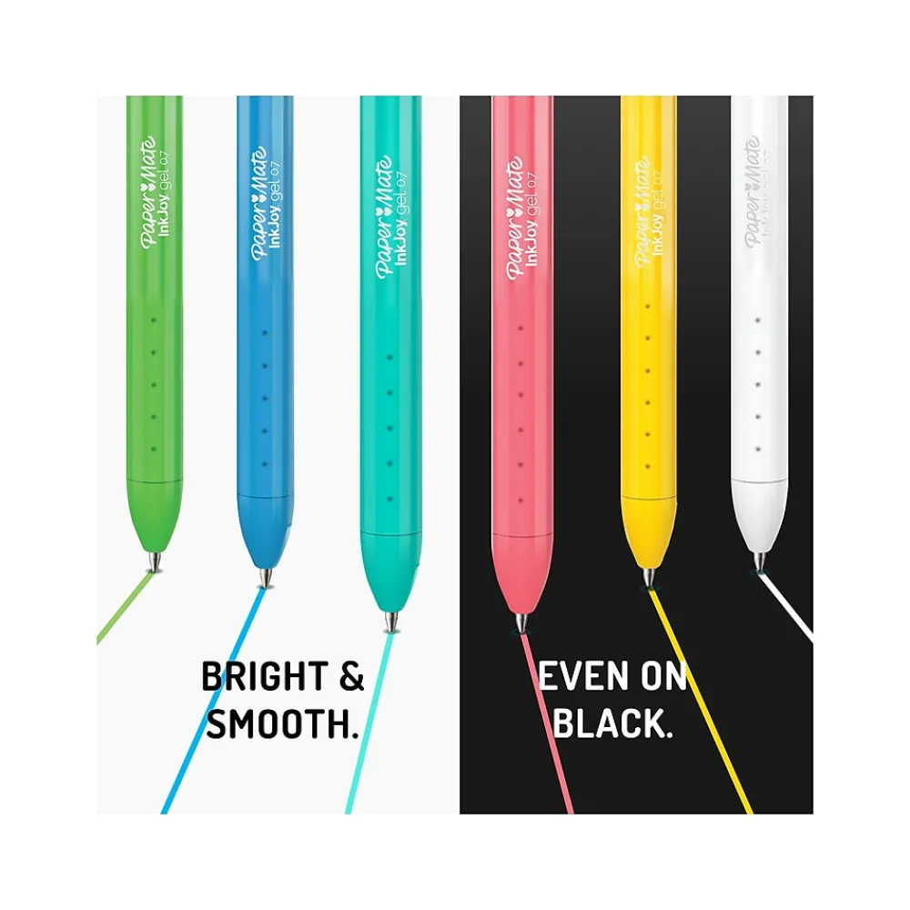 Pens|Paper Mate InkJoy Retractable Gel Pens, Medium Point, 0.7mm, Assorted Inks, 6/Pack (2173765)