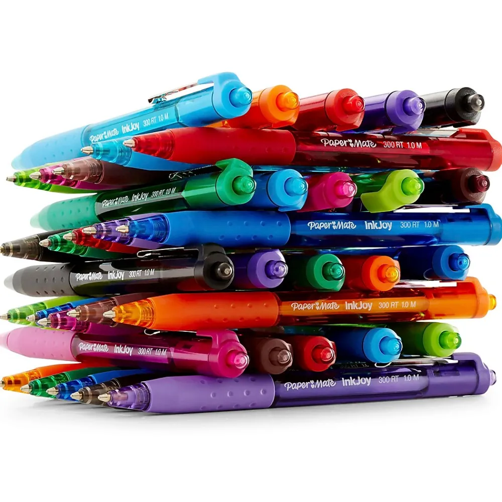 Pens|Paper Mate InkJoy 300RT Retractable Ballpoint Pen, Medium Point, Black Ink, 8/Pack (1781565/1945920)