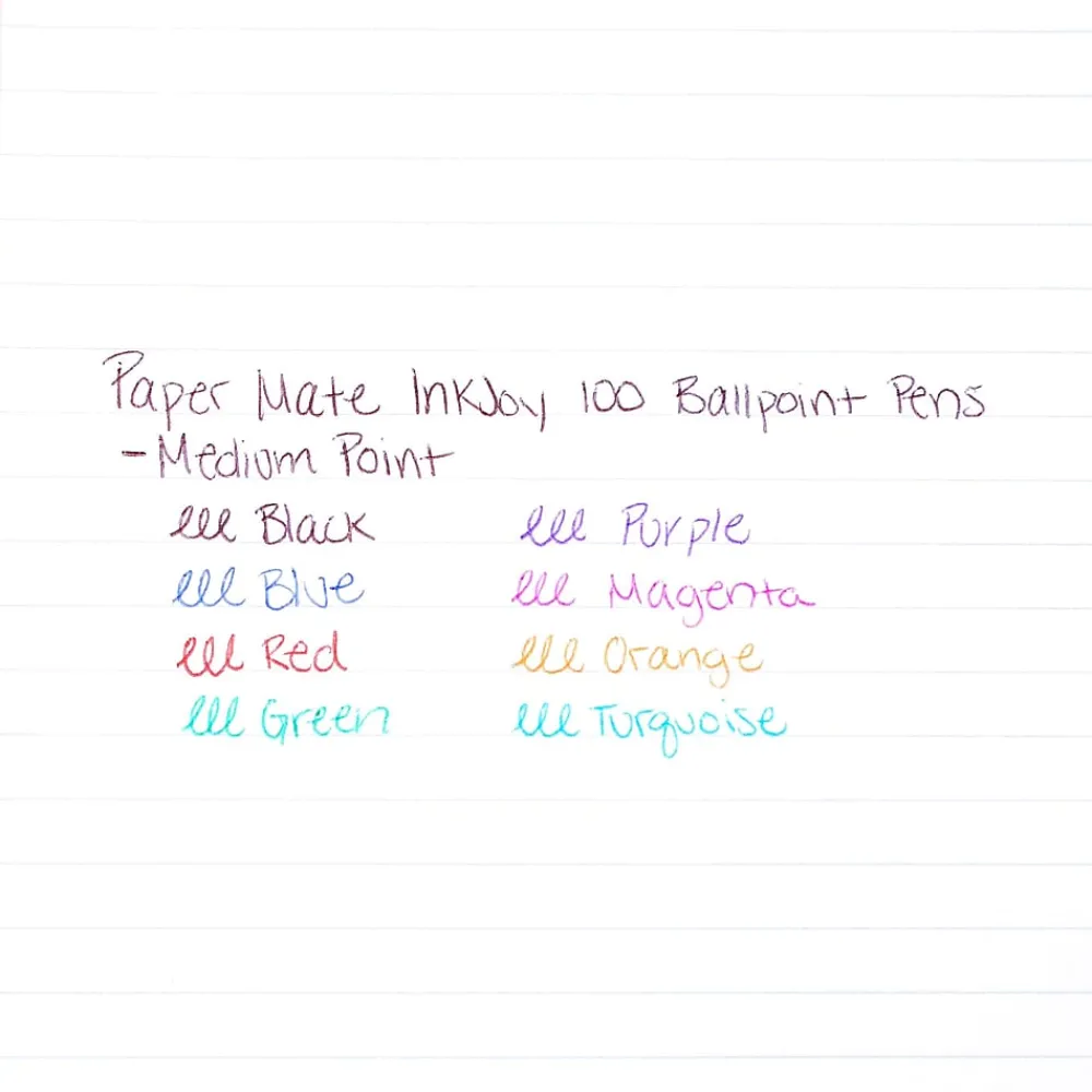 Pens|Paper Mate InkJoy 100RT Retractable Ballpoint Pen, Medium Point, Black Ink, Dozen (1803472)