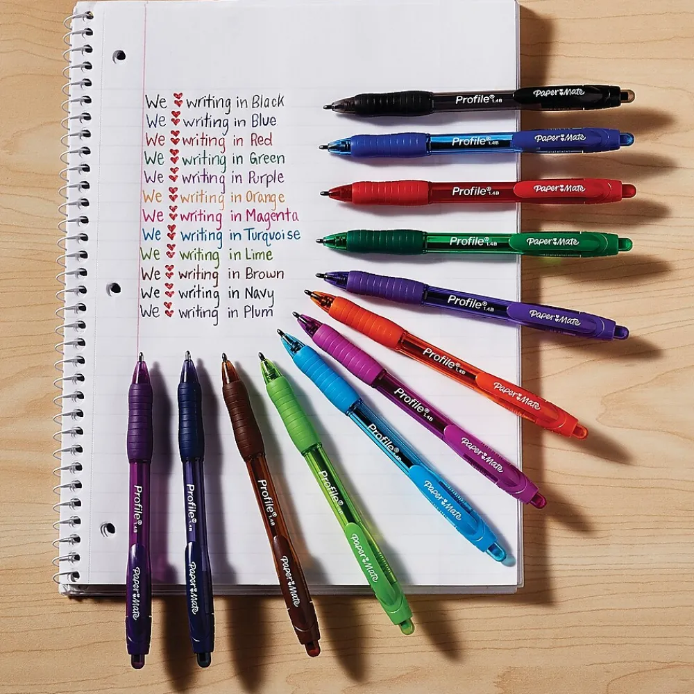 Pens|Paper Mate Profile Retractable Ballpoint Pen, Bold Point, Black Ink, 36/Pack (1231064)