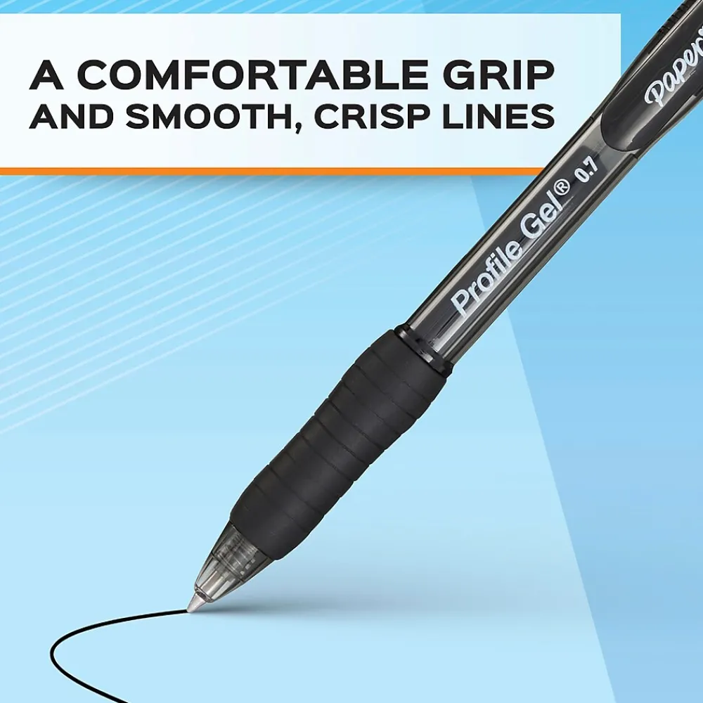 Pens|Paper Mate Profile Retractable Gel Pen, Medium Point, Assorted Ink, 4/Pack (2095469)