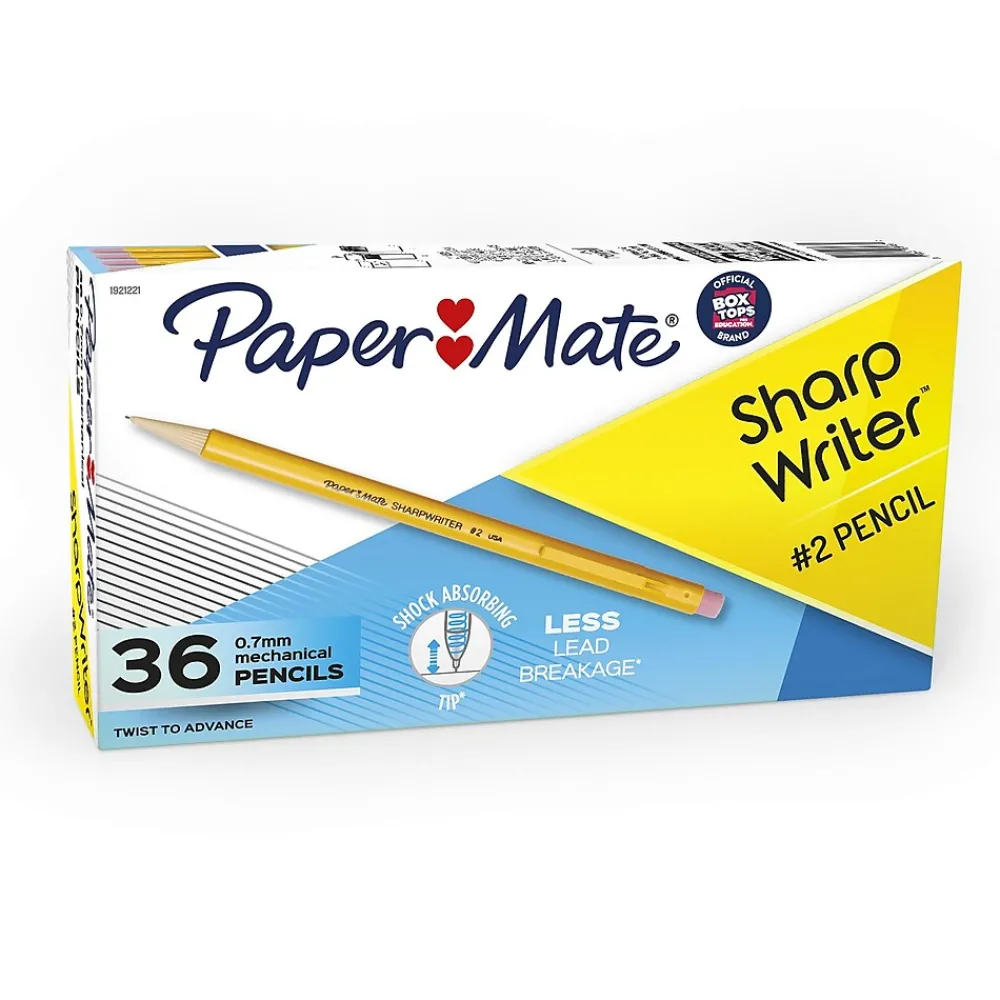Pencils|Paper Mate SharpWriter Mechanical Pencil, 0.7mm, #2 Medium Lead, 3 Dozen (1921221/1921221C)